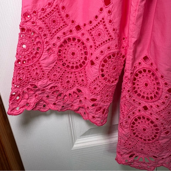 Talbots Eyelet Blouse Top Women M Embroidered Boho Poets Cottagecore Old Money - Picture 5 of 12